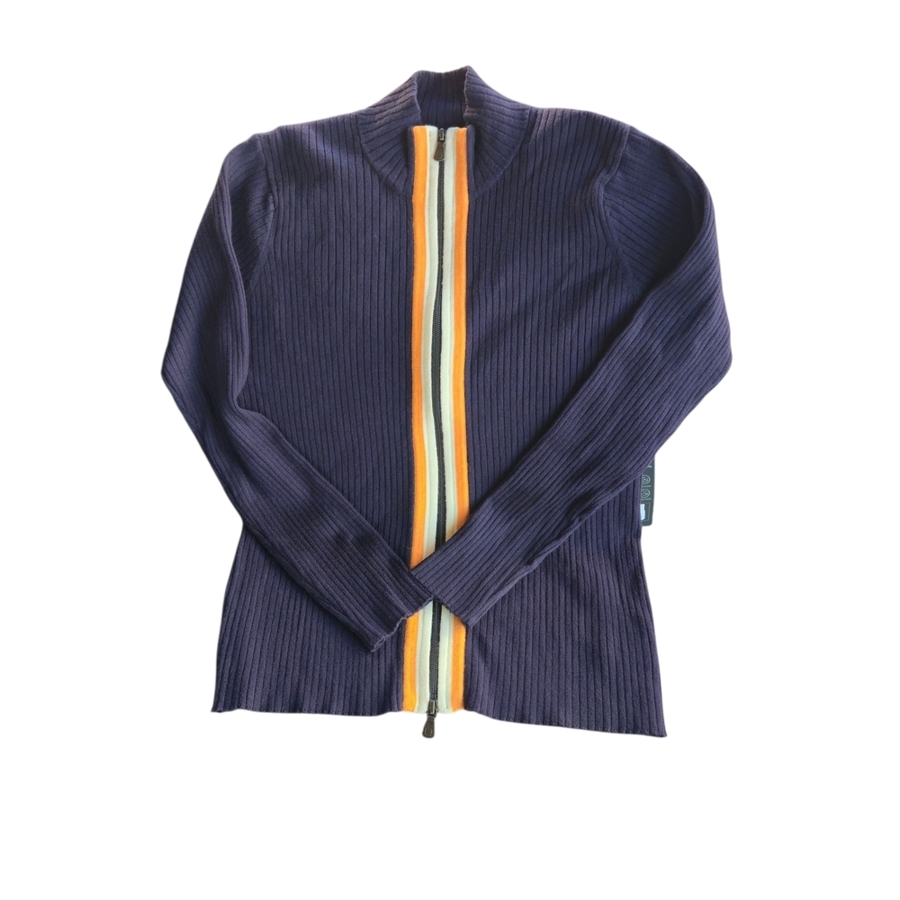 Anatomie Knit Top Charlize Sweater Navy With Tangerine Stripe Size Large